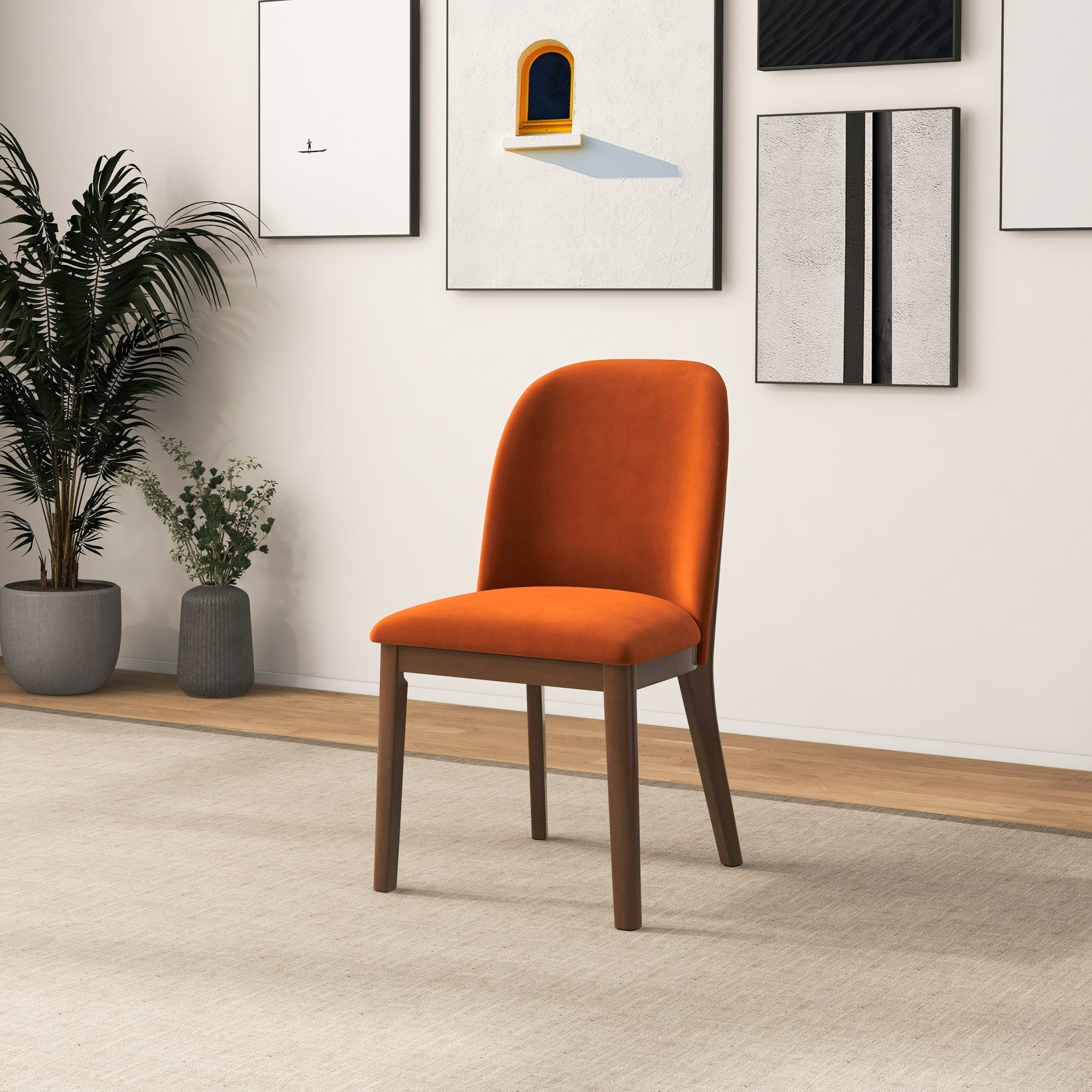 Belfast Burnt Orange Velvet Dining Chair - Set of 2