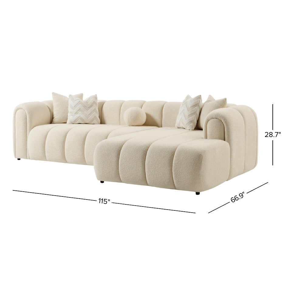 Bella Ivory Boucle Right Sectional Sofa