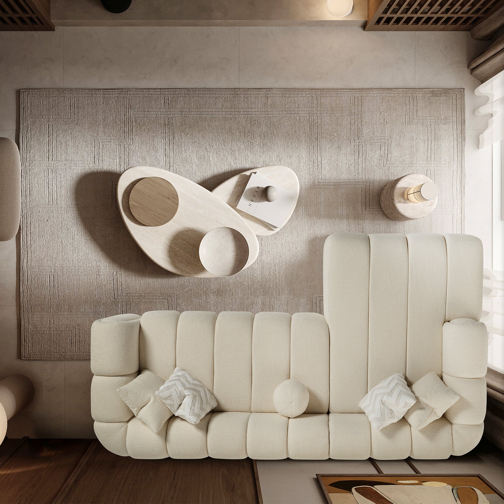 Bella Ivory Boucle Right Sectional Sofa