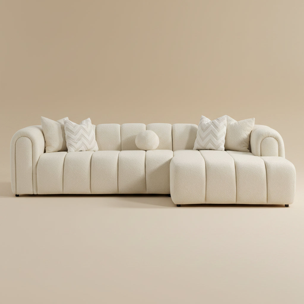 Bella Ivory Boucle Right Sectional Sofa