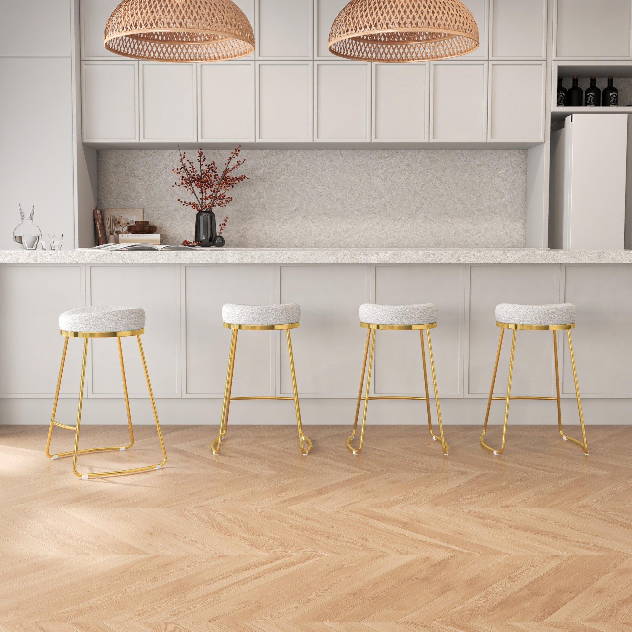Bissel Beige Boucle Counter Stool