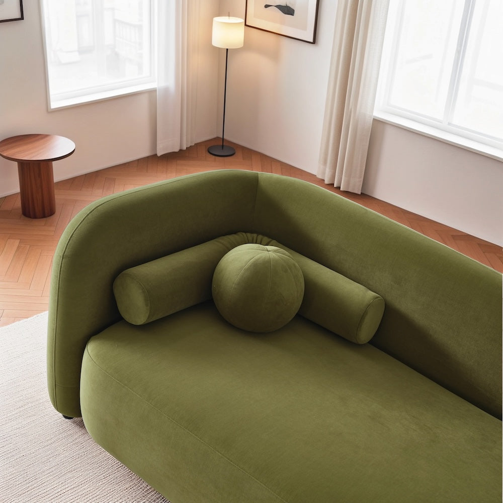 Bodrum Olive Green Velvet Curved Sofa