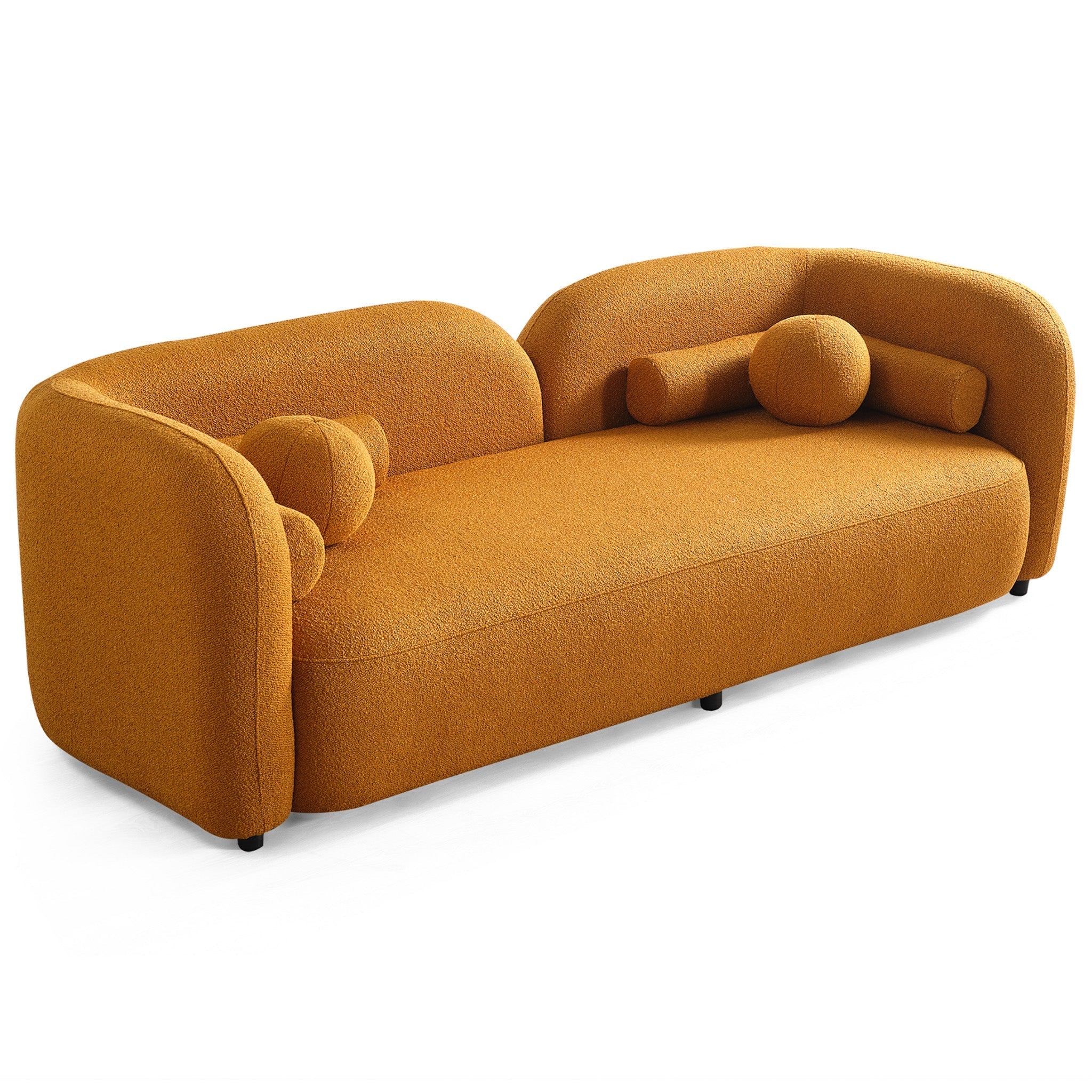 Bodrum Dark Yellow Boucle Curved Sofa