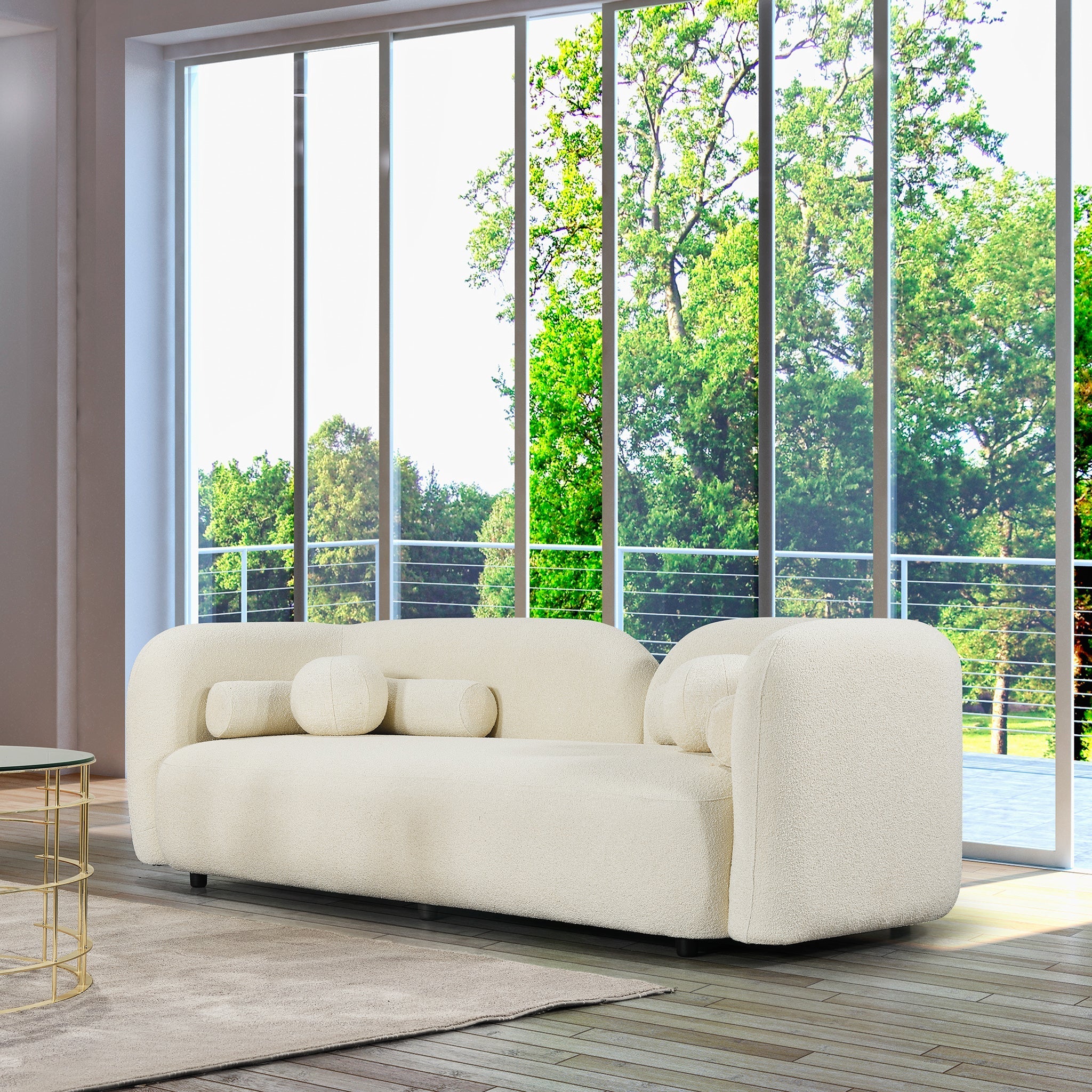Bodrum Ivory Boucle Curved Sofa