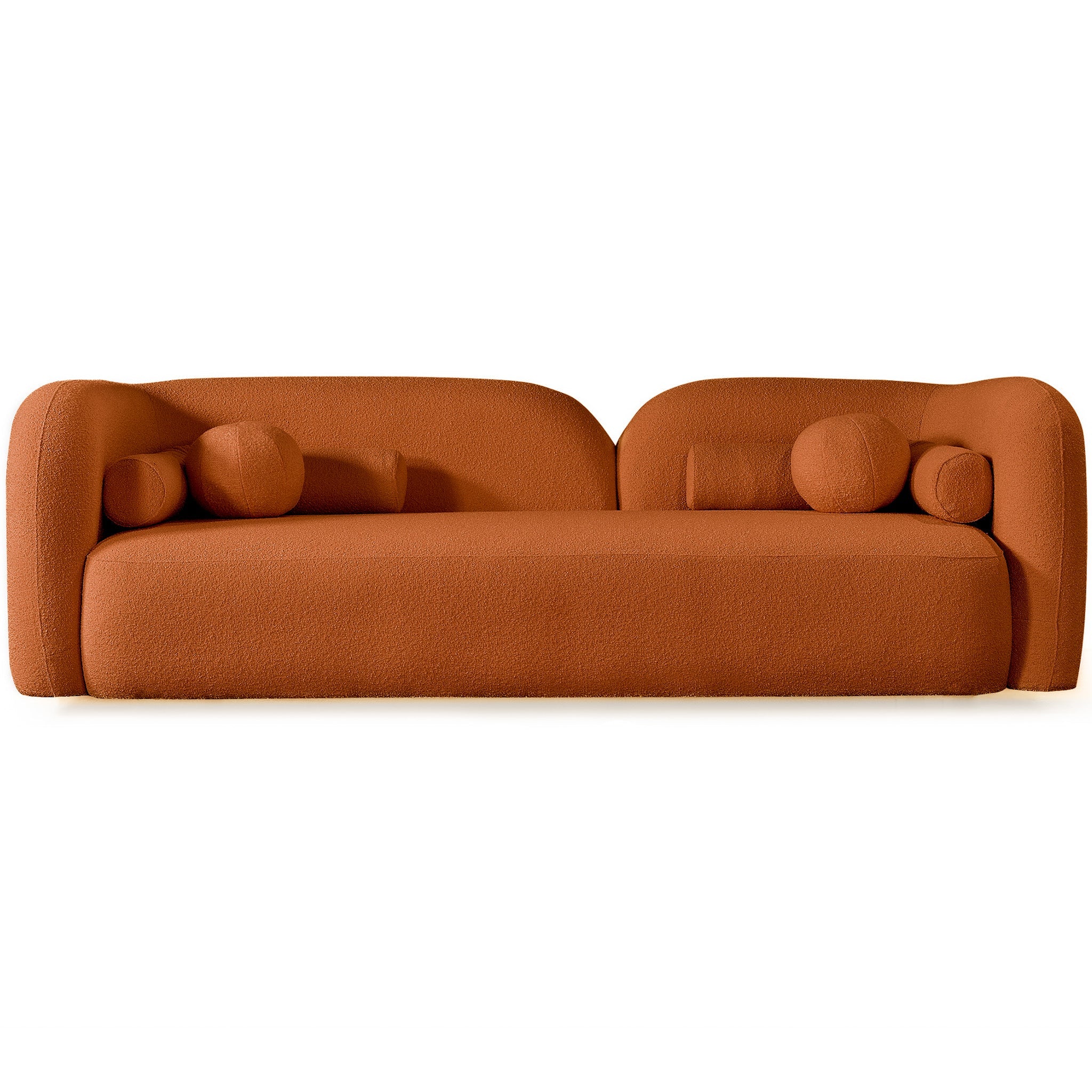 Bodrum Burnt Orange Boucle Curved Sofa