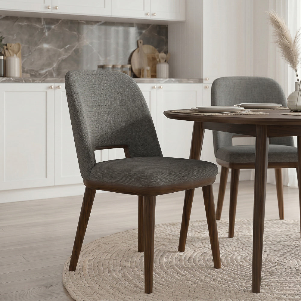 Bonney Dark Grey Fabric Dining Chair - Set of 2