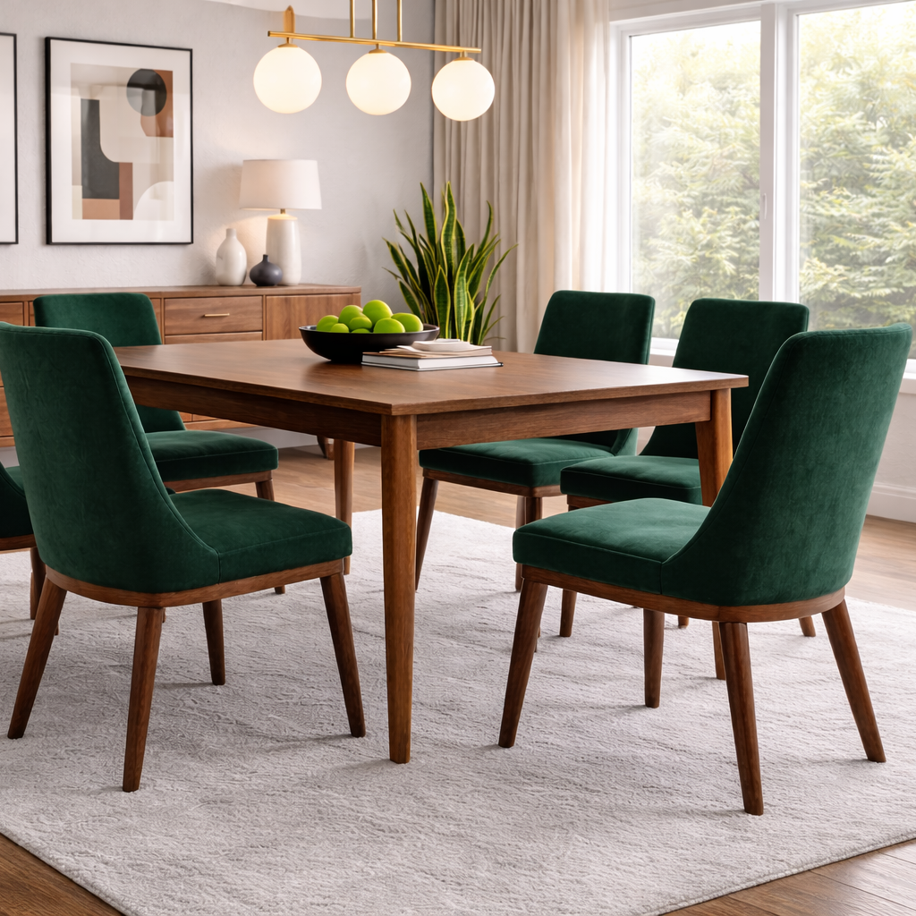 Brighton Emerald Green Velvet Dining Chair - Set of 2