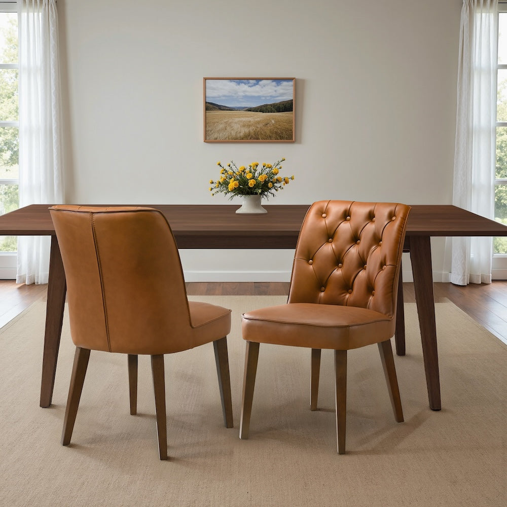 Carter Cognac Vegan Leather Dining Chair - Set Of 2