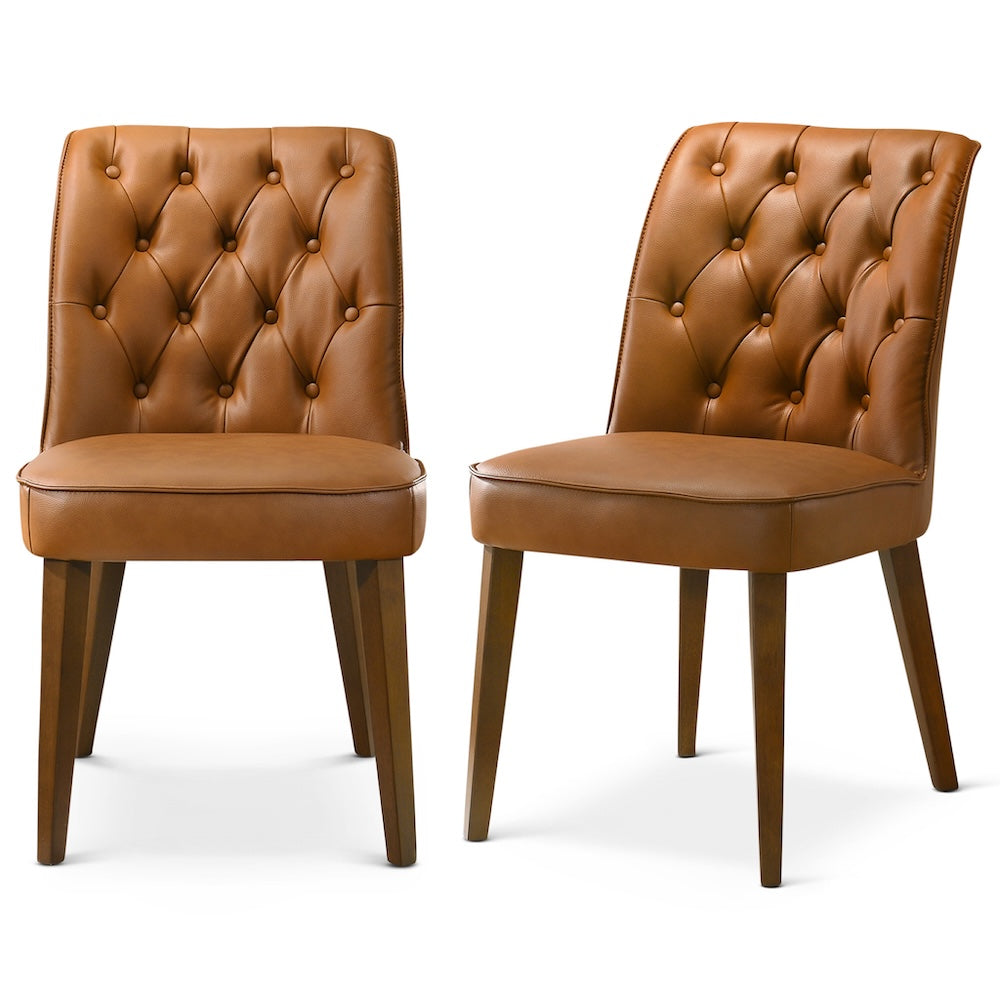 Carter Cognac Vegan Leather Dining Chair - Set Of 2