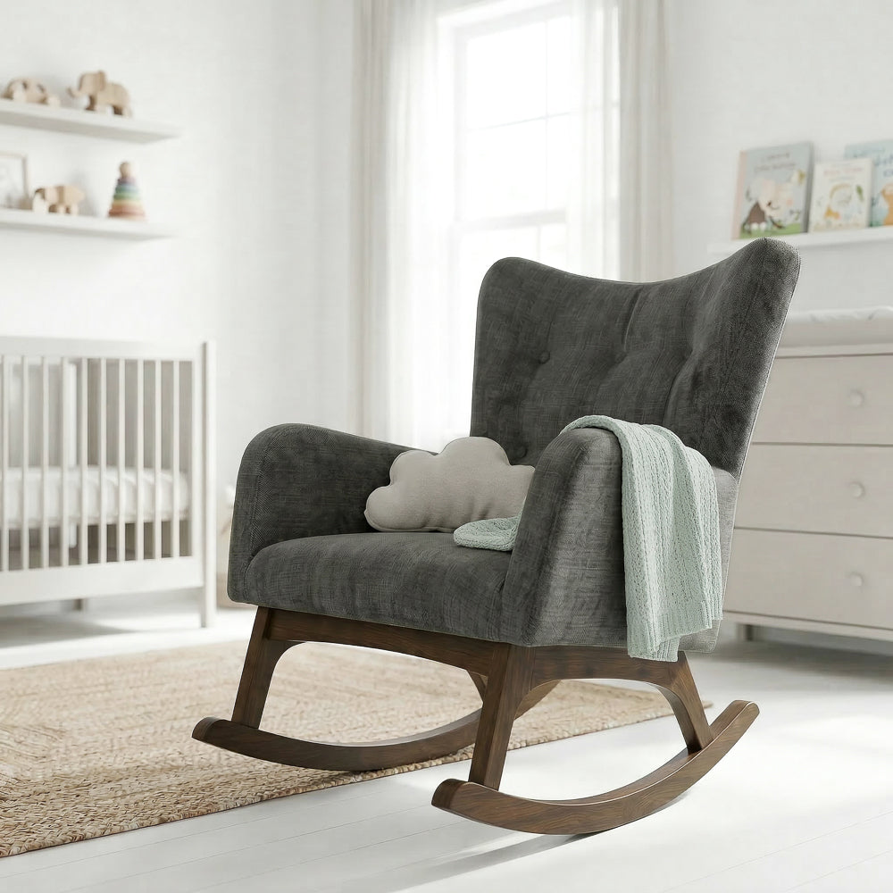 Charlotte Gray Fabric Rocking Chair
