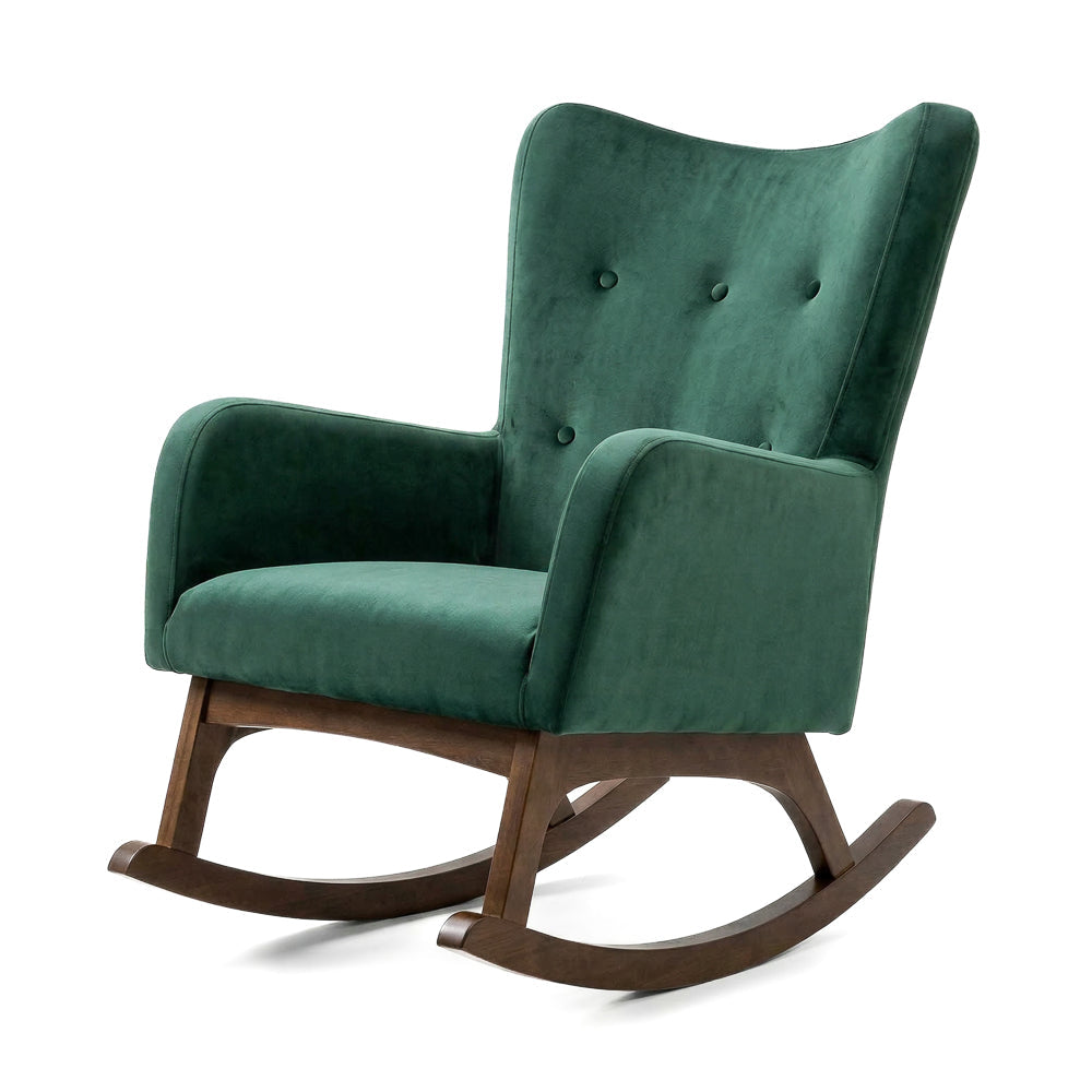 Charlotte Green Velvet Fabric Rocking Chair