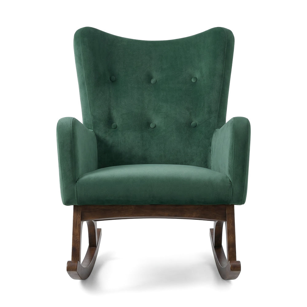 Charlotte Green Velvet Fabric Rocking Chair