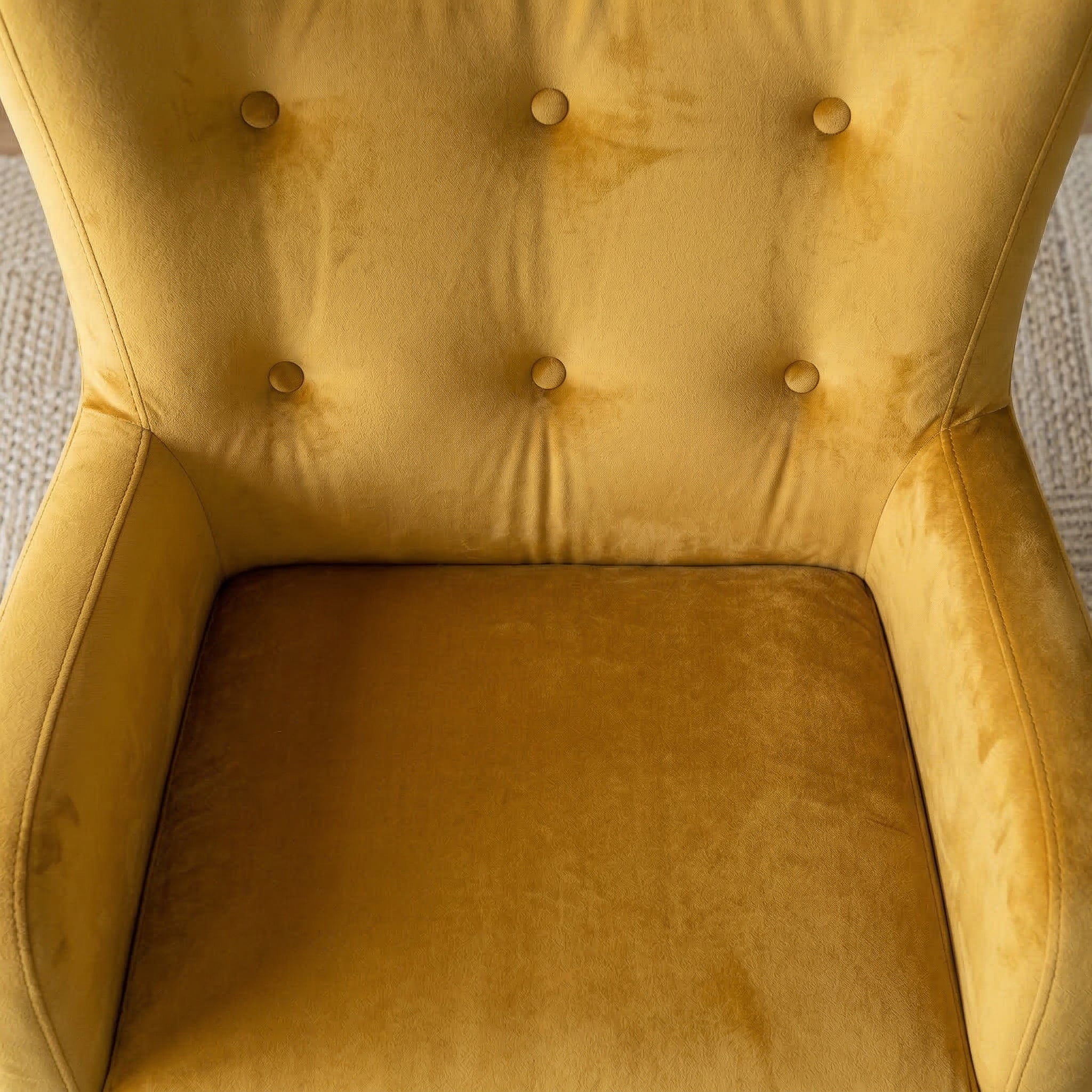 Charlotte Yellow Velvet Rocking Chair