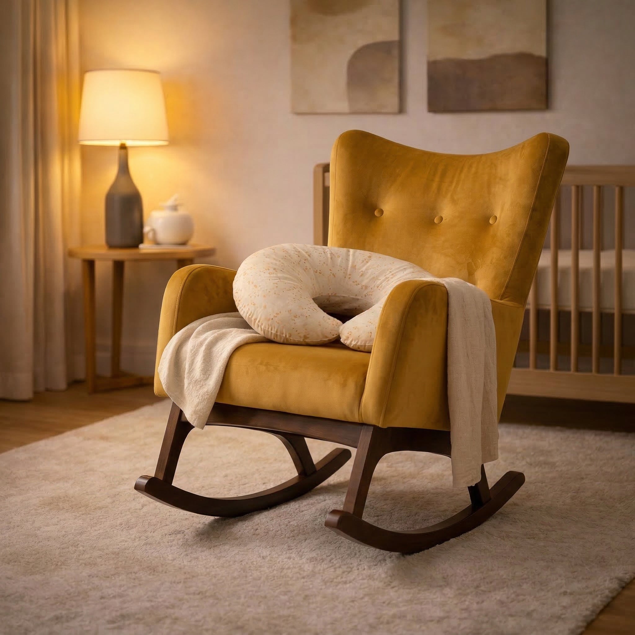 Charlotte Yellow Velvet Rocking Chair