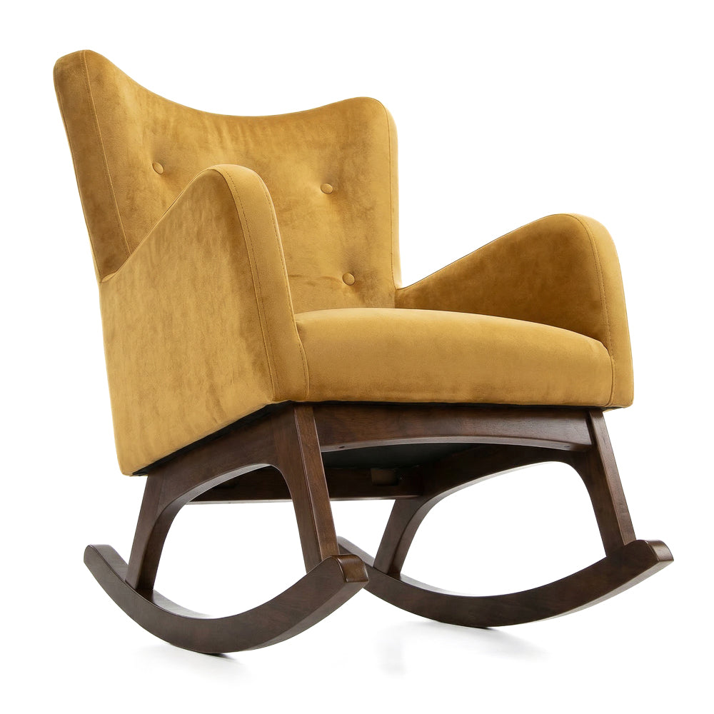 Charlotte Yellow Velvet Rocking Chair