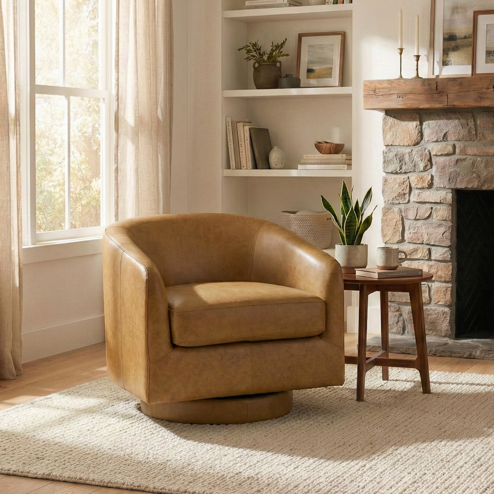 Ciro Tan Leather Swivel Chair