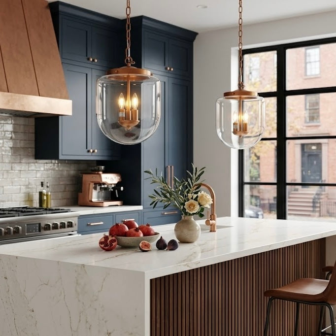 Clarity Pendant Lamp - Coarse Gold - Clear Glass