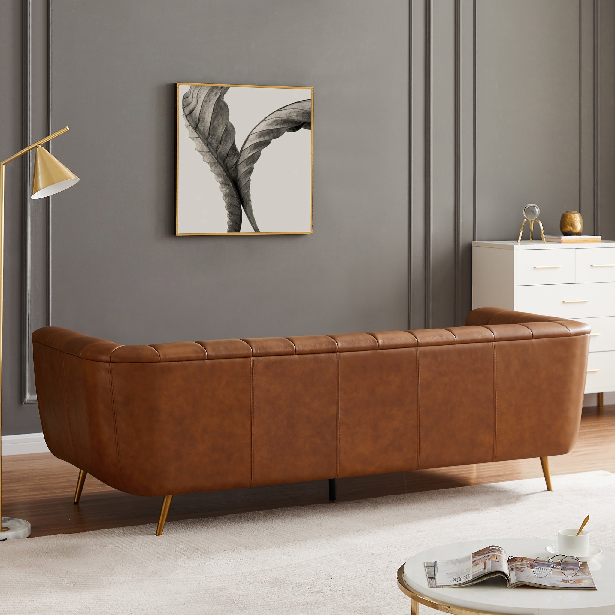 Clodine Cognac Leather Sofa