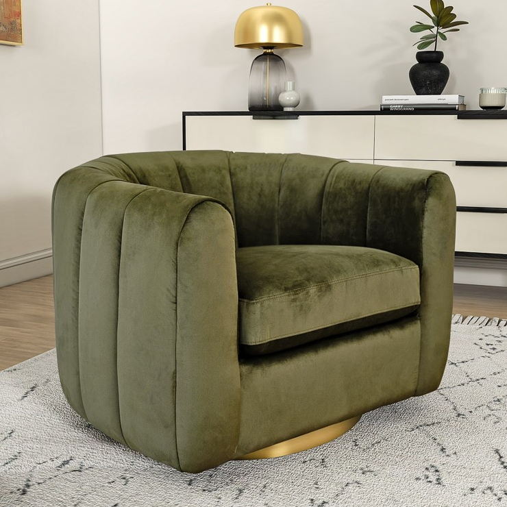 Covington Green Velvet Swivel Chair