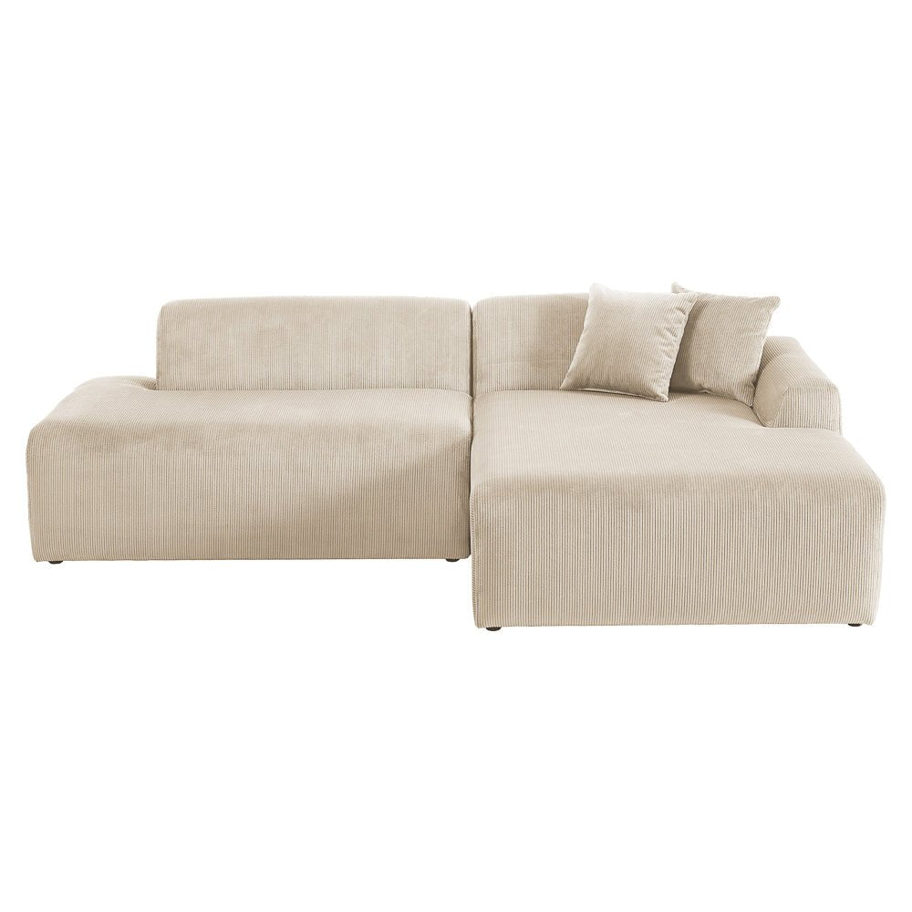 Dexter Cream Corduroy Sectional Right Facing Chaise