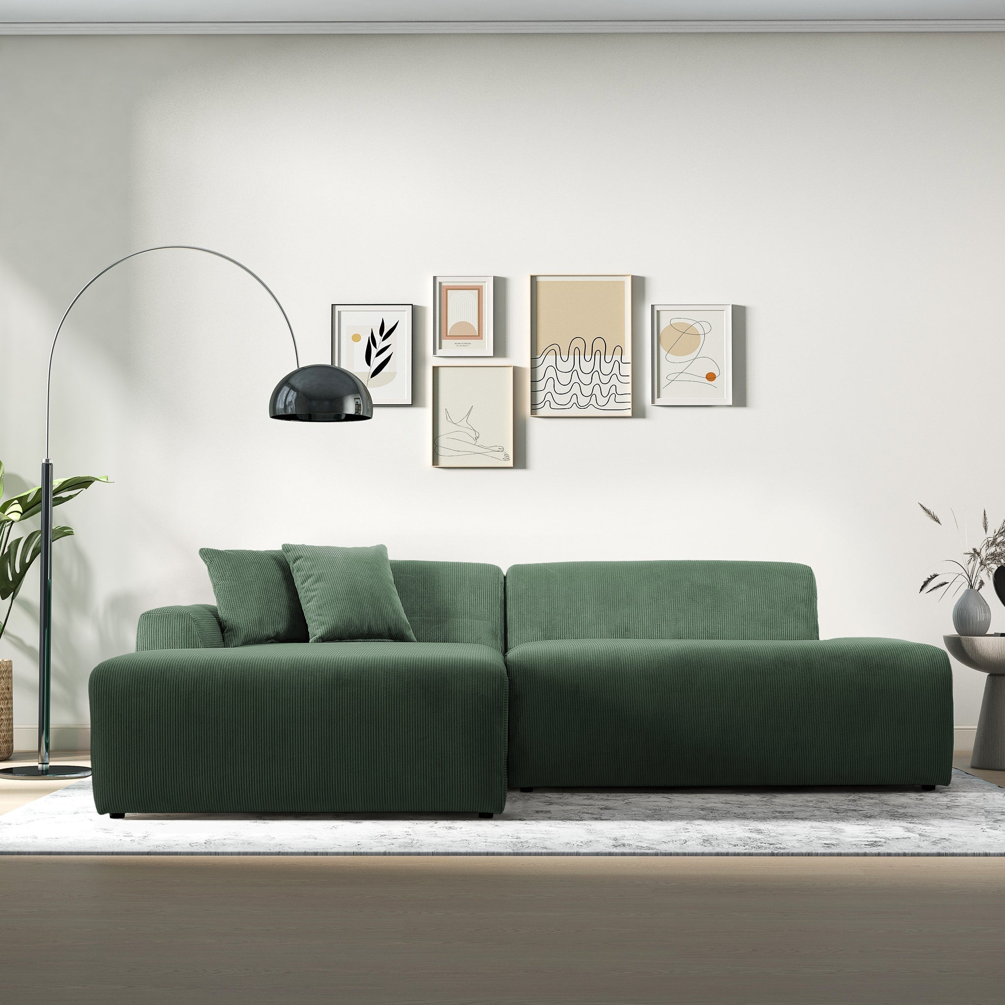 Dexter Green Corduroy Sectional Left Facing Chaise