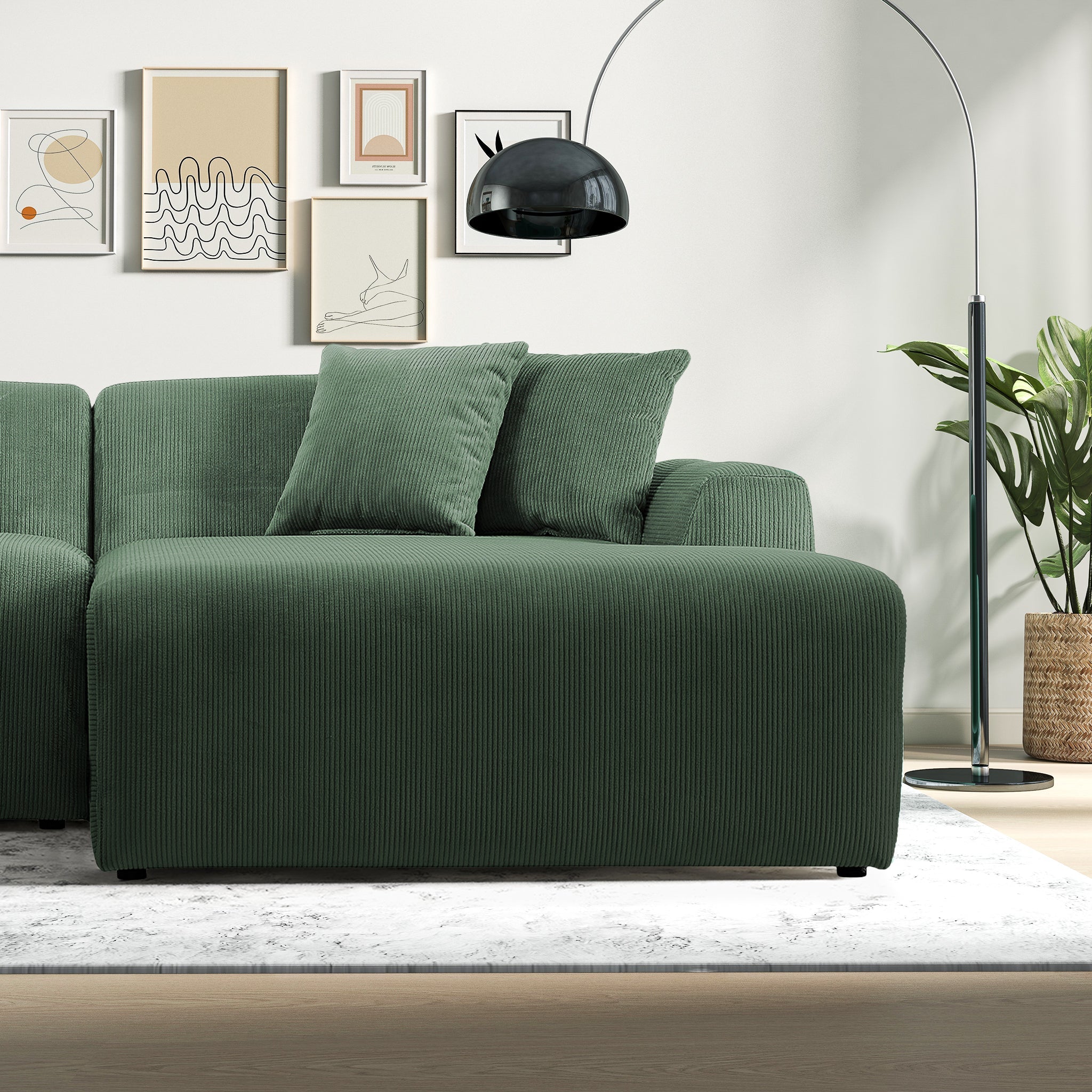Dexter Green Corduroy Sectional Right Facing Chaise