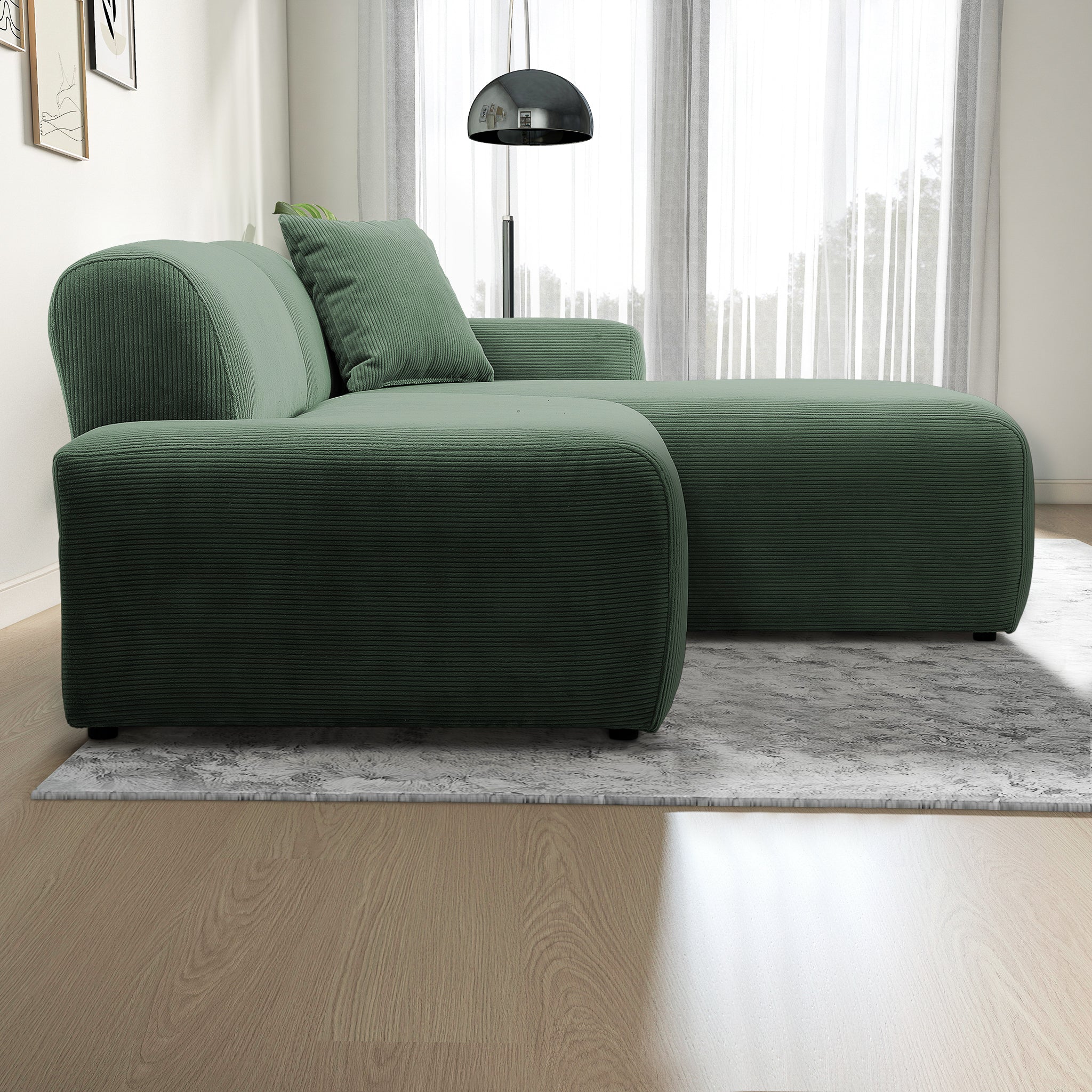 Dexter Green Corduroy Sectional Right Facing Chaise