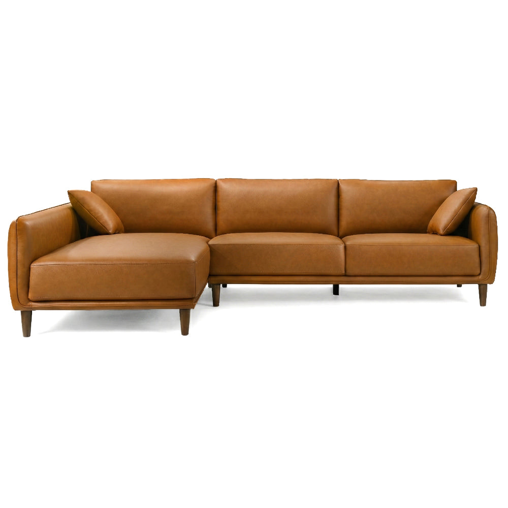 Draper Sectional Left - Cognac Vegan Leather