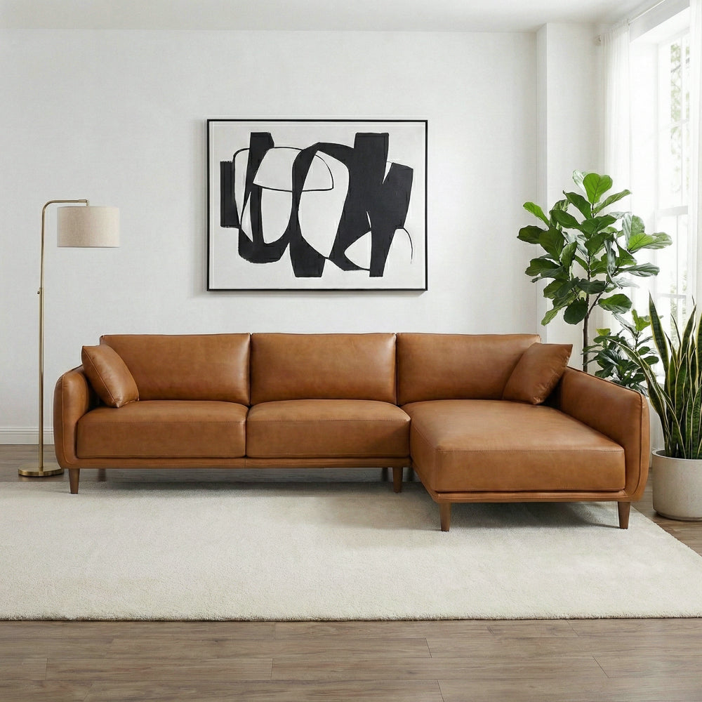 Draper Sectional Right - Cognac Vegan Leather