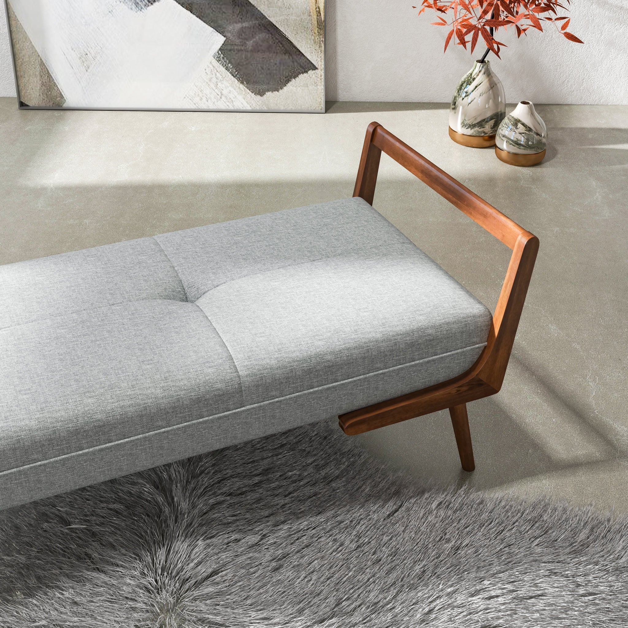 Dresden Grey Fabric Bench