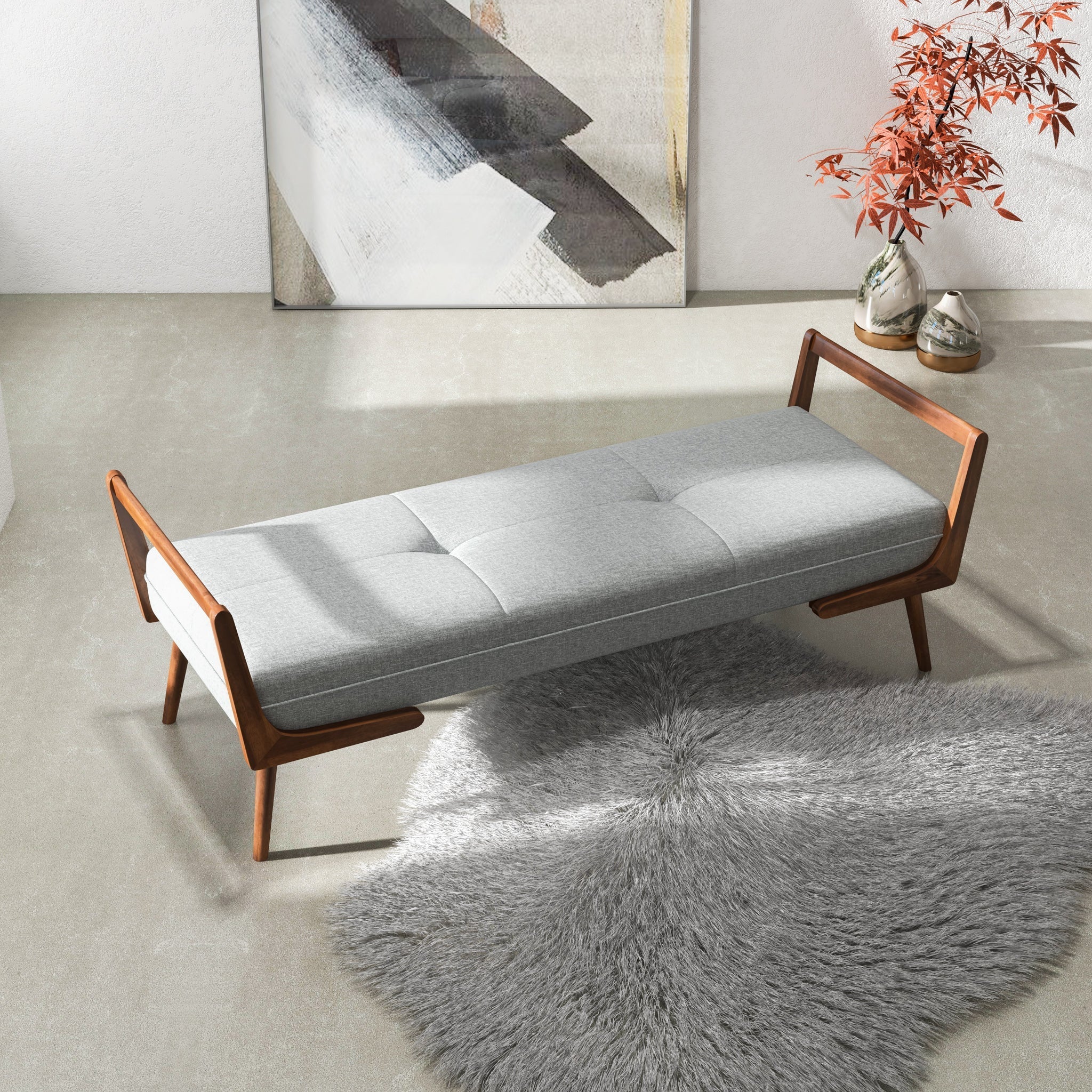 Dresden Grey Fabric Bench