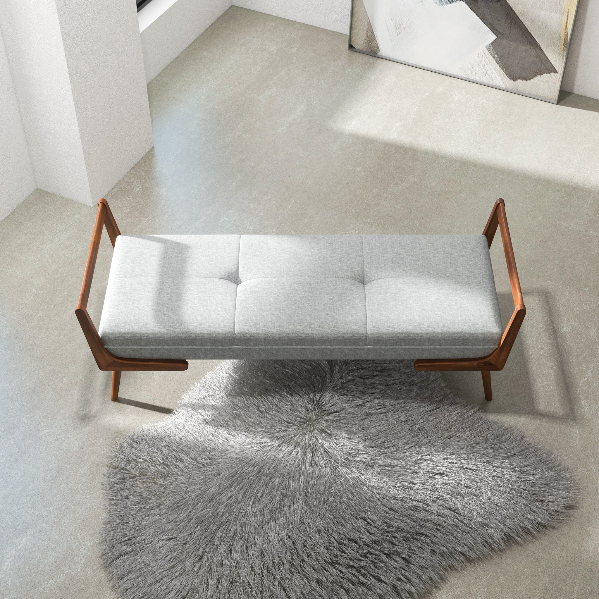 Dresden Grey Fabric Bench