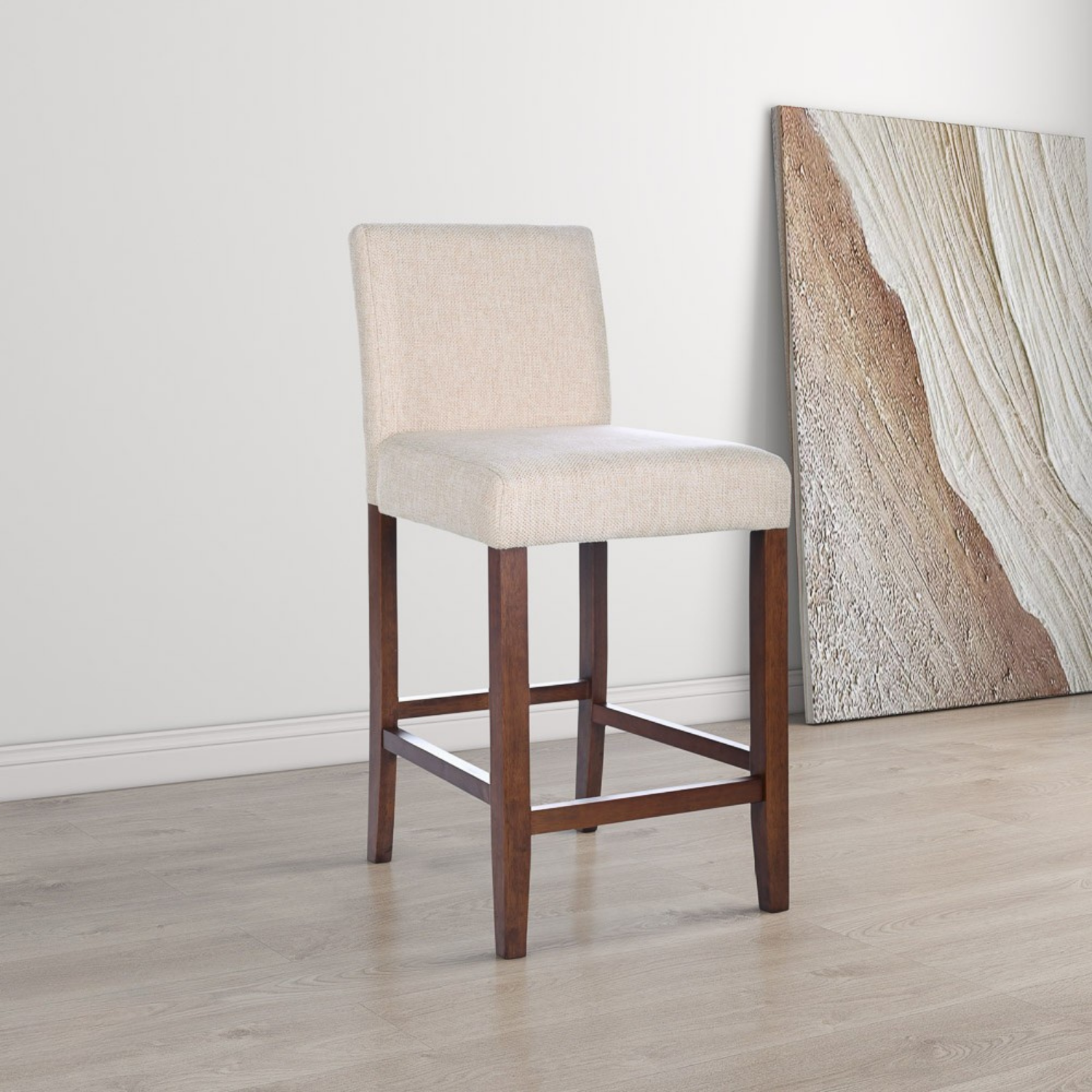 Dylan Beige Fabric Counter Chair Set of 2