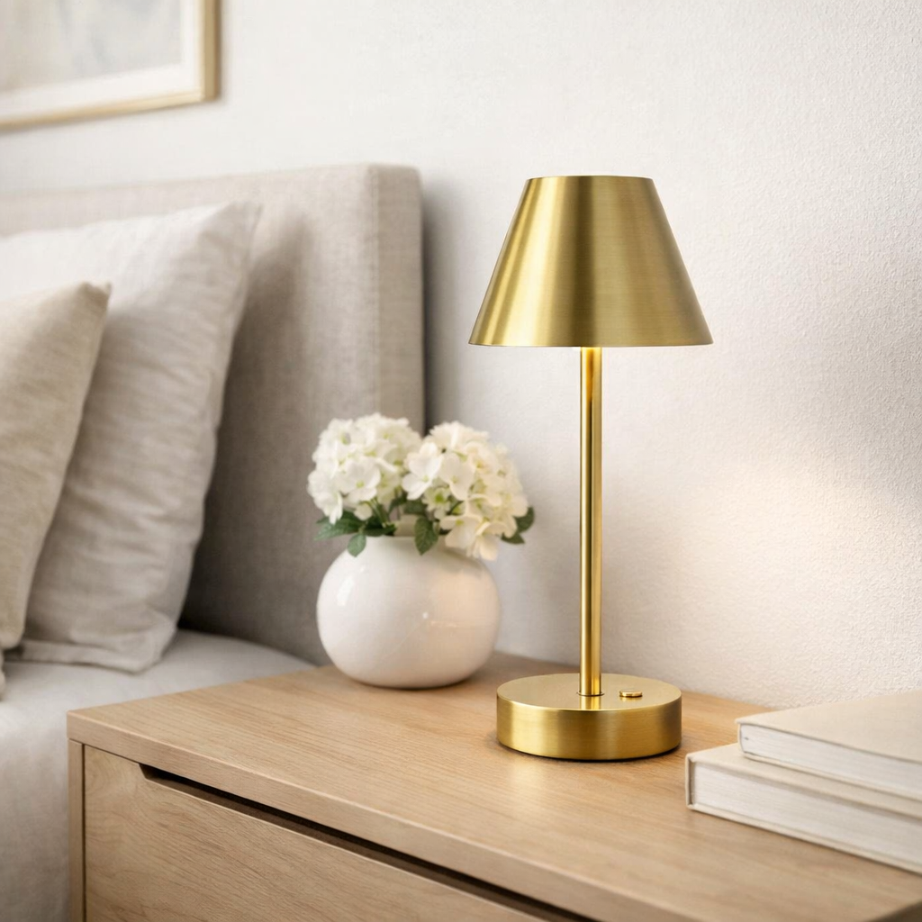 Elegance Rechargeable LED Table Lamp - Plated Brass