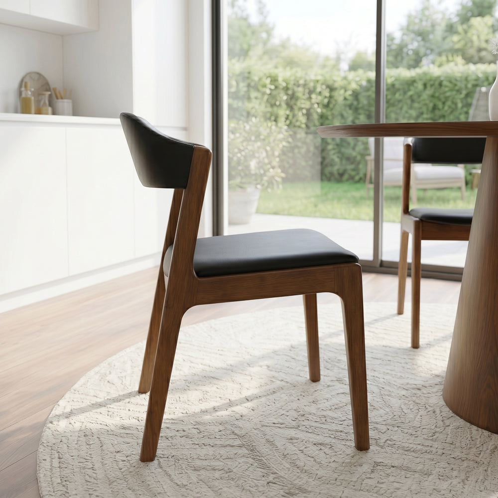 Elsa Black Leather Dining Chair - Set of 2