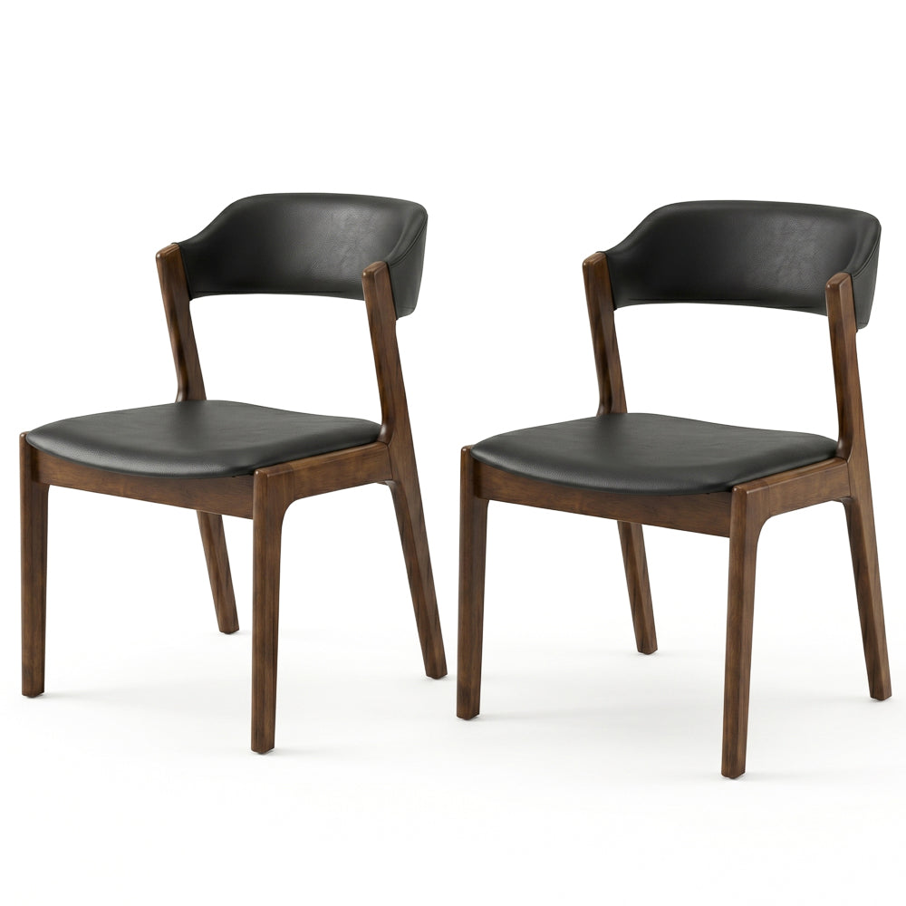 Elsa Black Leather Dining Chair - Set of 2