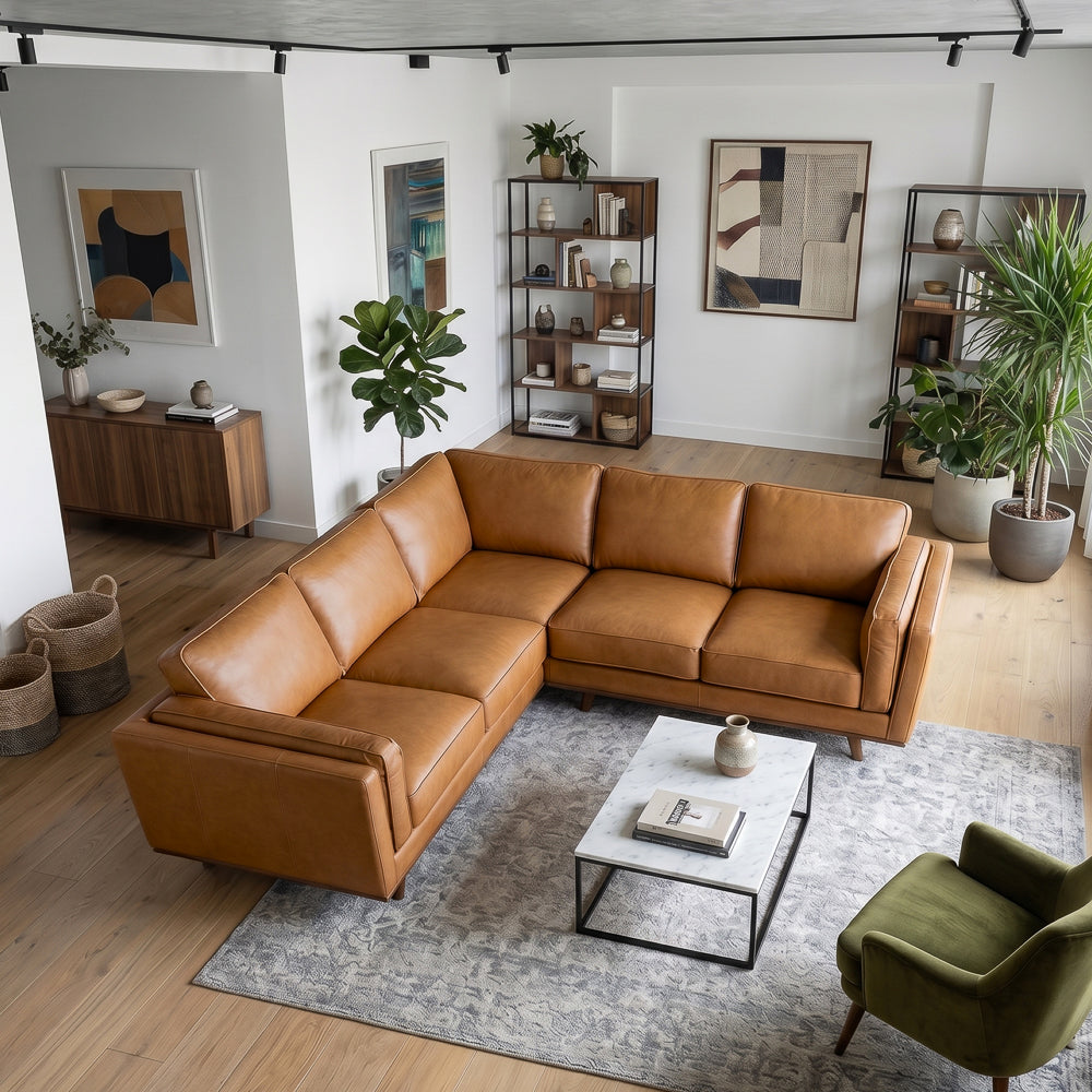 Ernest Tan Leather Corner Sofa