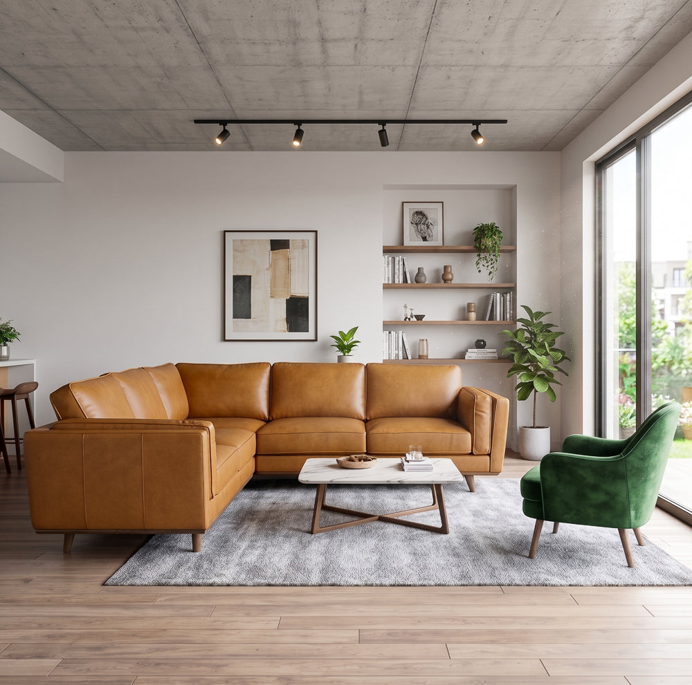Ernest Tan Leather Corner Sofa