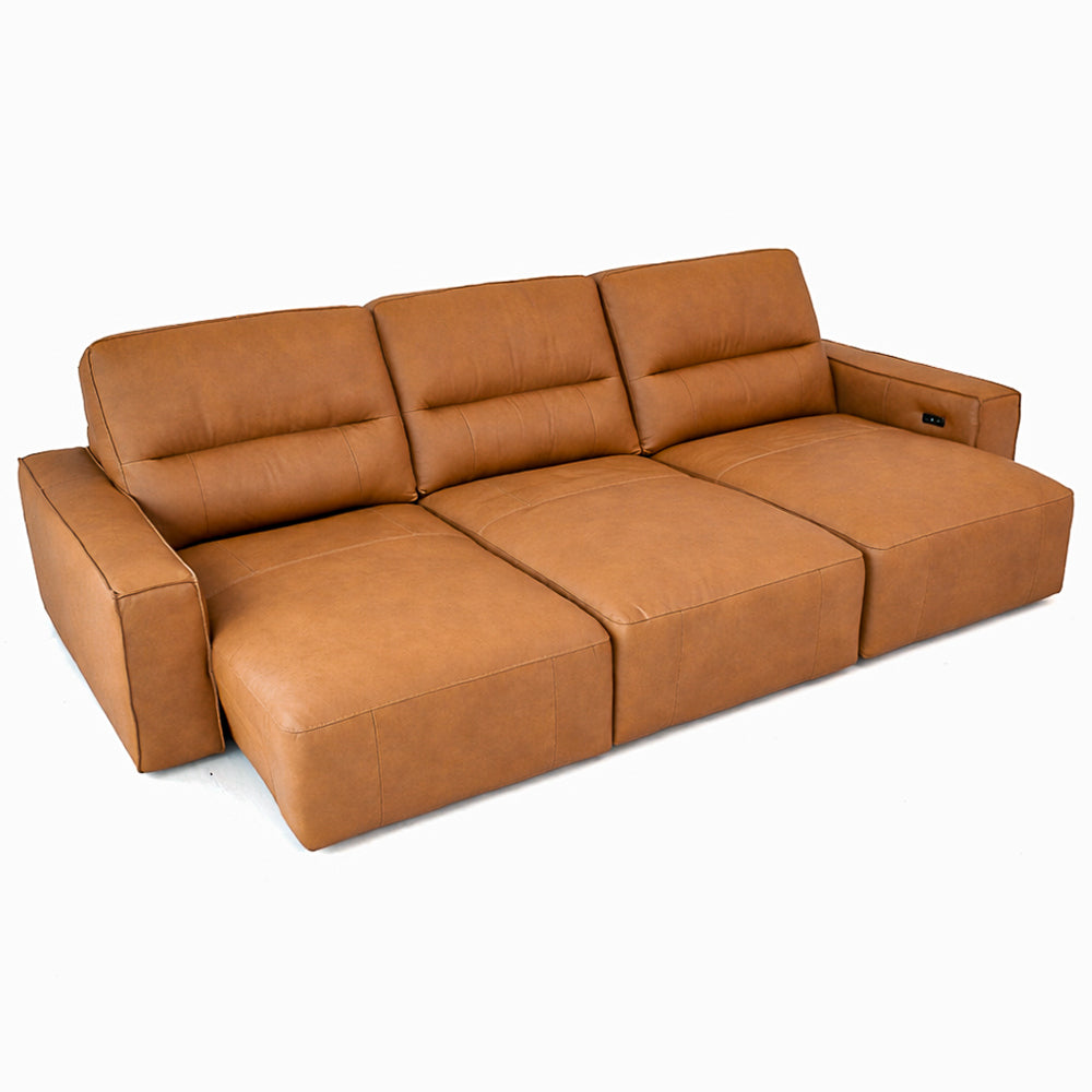 Eureka Triple PWR Slider Sofa - Cognac Leather