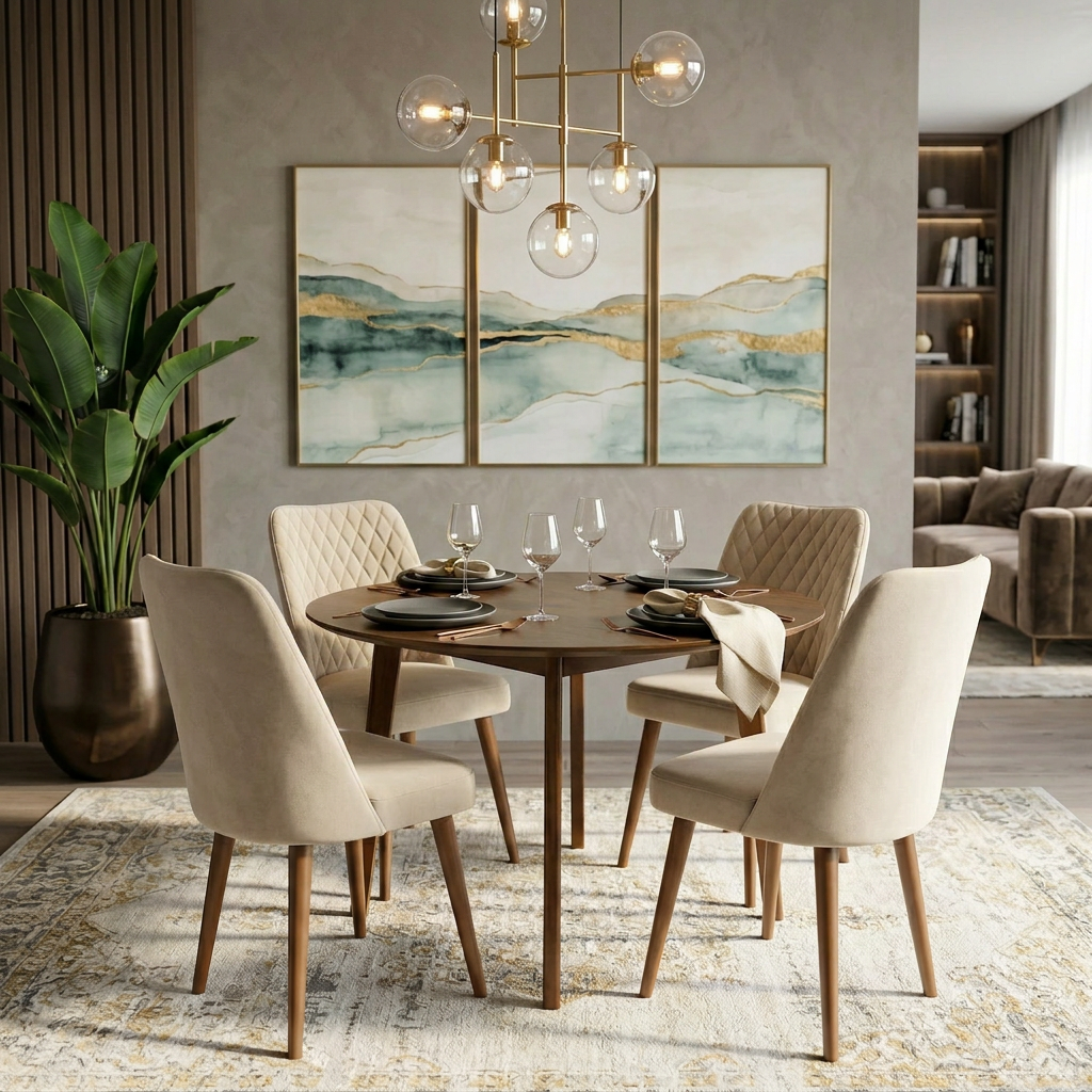 Evette Mid Century Modern Beige Dining Chair - Set of 2