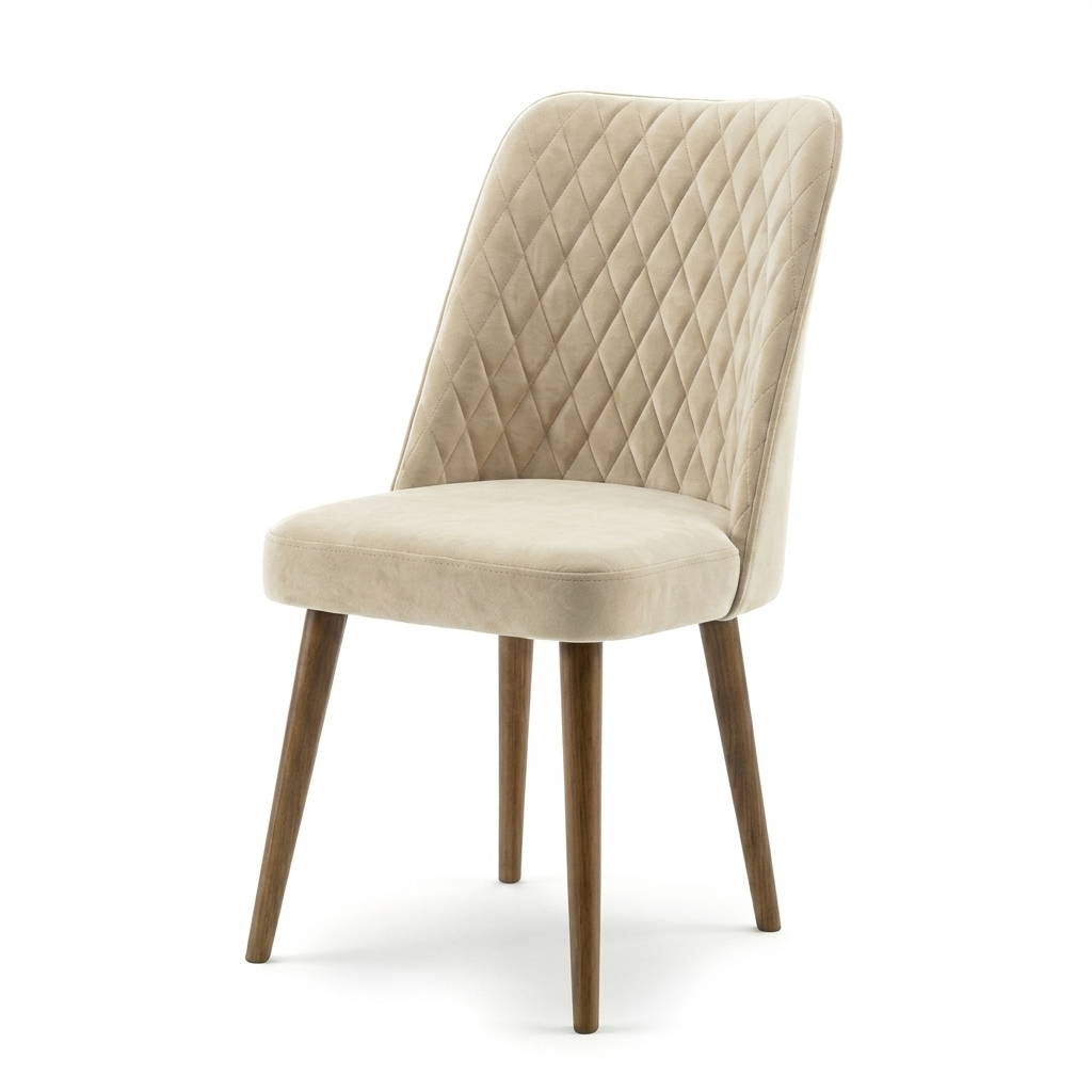 Evette Mid Century Modern Beige Dining Chair - Set of 2