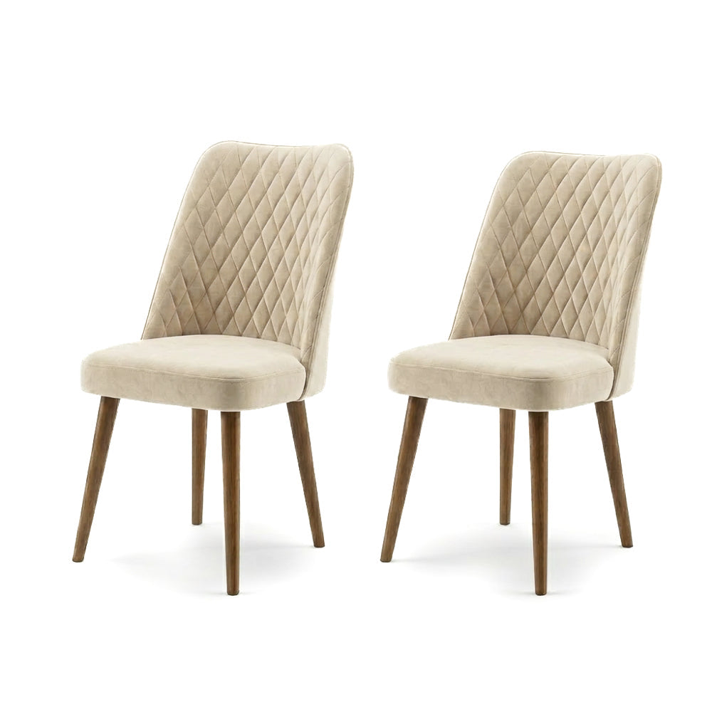 Evette Mid Century Modern Beige Dining Chair - Set of 2