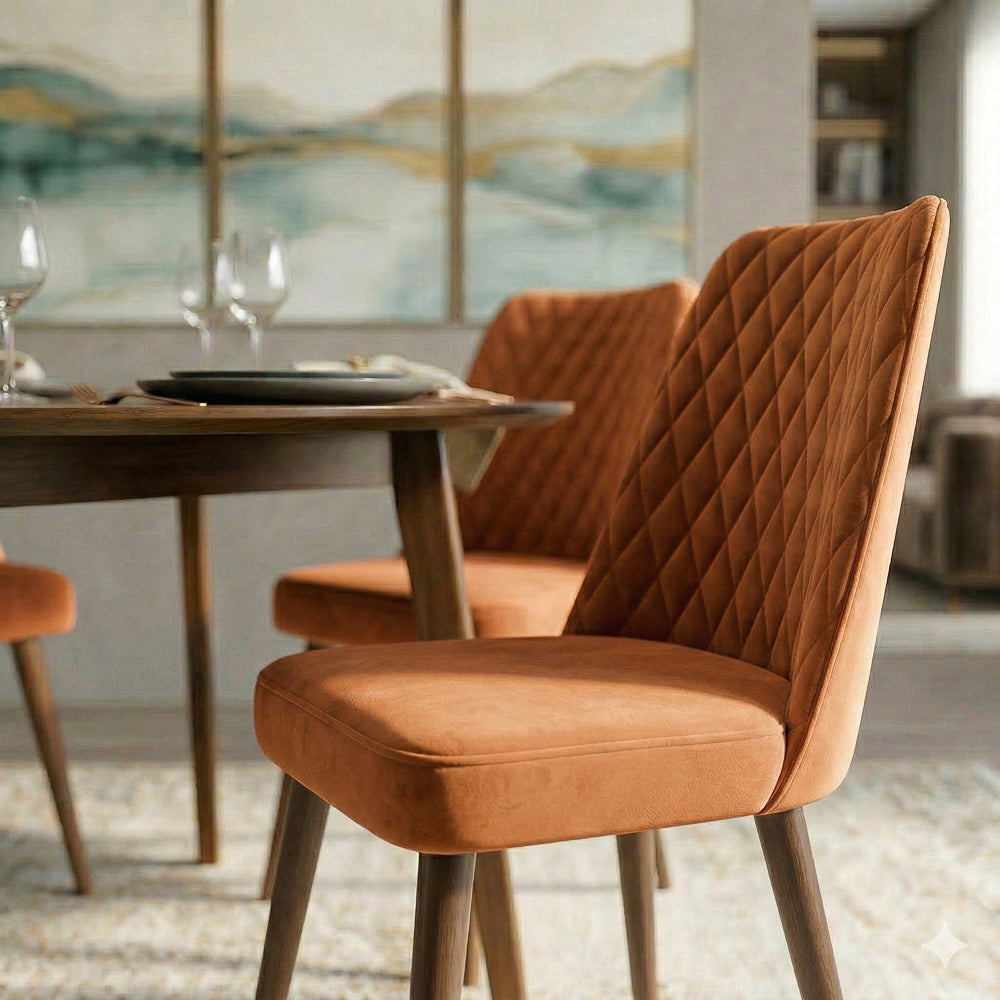 Evette Mid Century Modern Burnt Orange Dining Chair - Set of 2