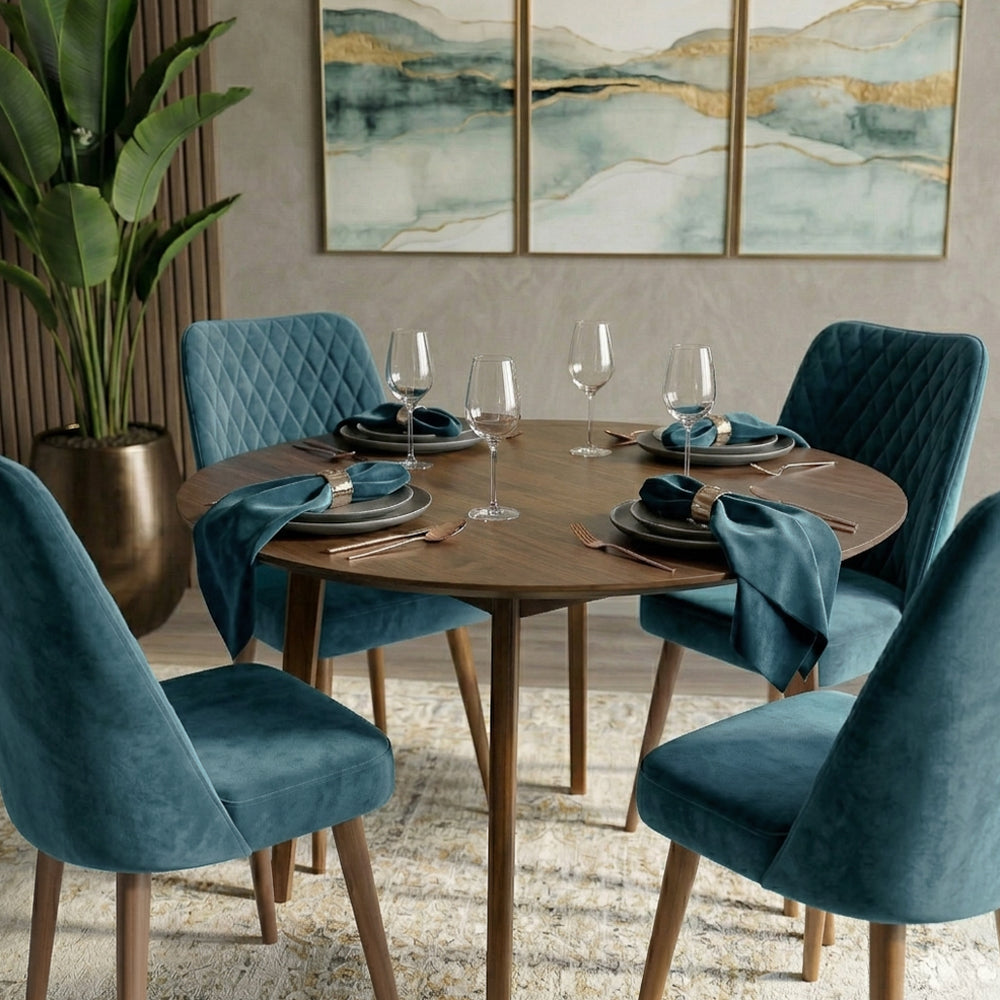 Evette Mid Century Modern Teal Dining Chair - Set of 2