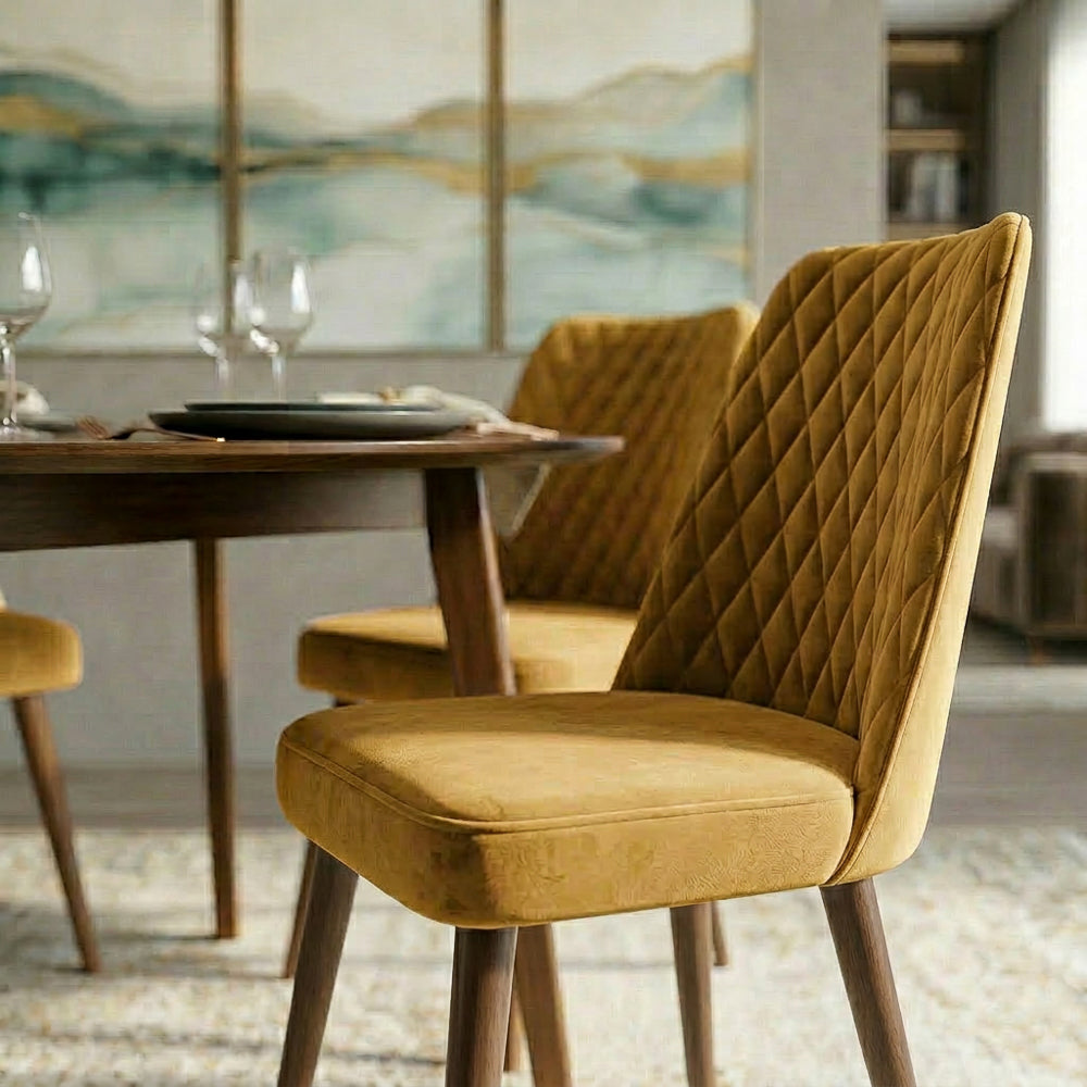 Evette Mid Century Modern Gold Dining Chair - Set of 2