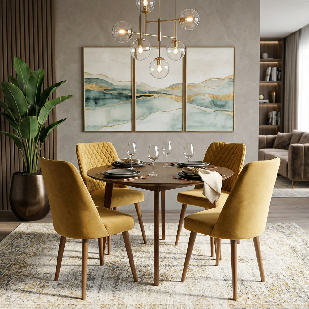 Evette Mid Century Modern Gold Dining Chair - Set of 2