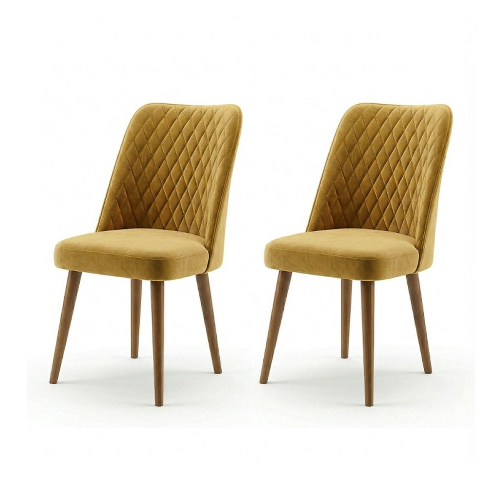 Evette Mid Century Modern Gold Dining Chair - Set of 2