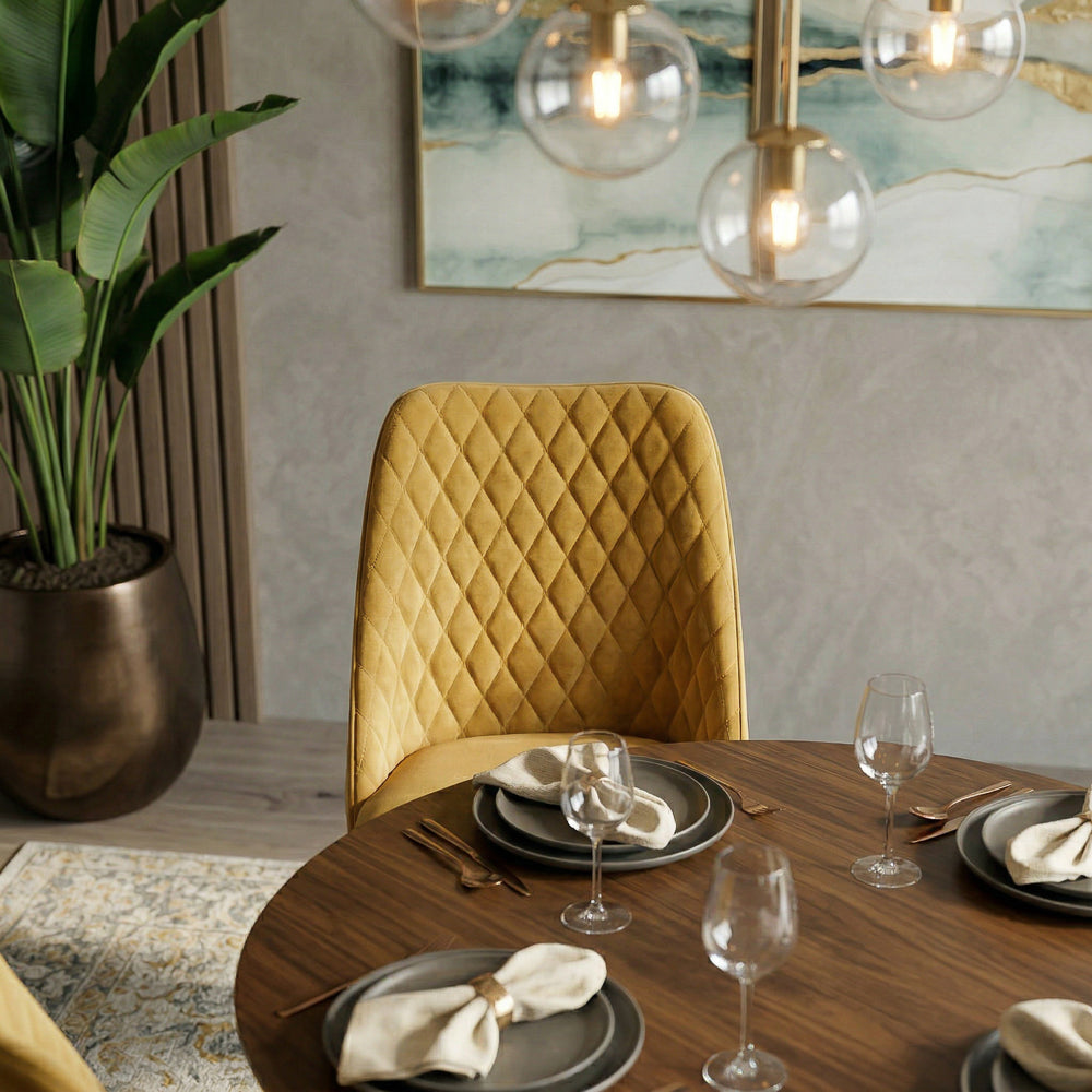 Evette Mid Century Modern Gold Dining Chair - Set of 2
