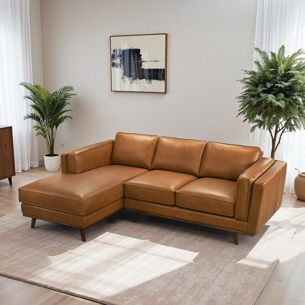 Ferre Leather Sectional Left Facing Chaise