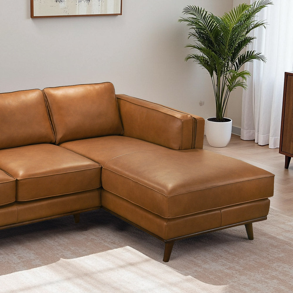 Ferre Leather Sectional Right Facing Chaise